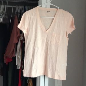 Madewell Pink V-Neck Tee, NWOT